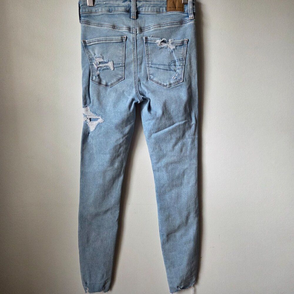 EUC AMERICAN EAGLE OUTFITTERS NEXT LEVEL STRETCH HI RISE JEGGING RIPPED SIZE 4 R - Picture 2 of 16